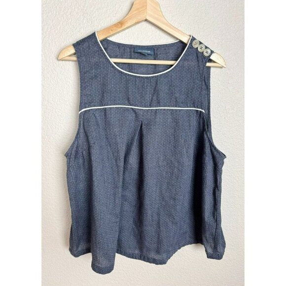 ModCloth Women's Sleeveless Top Blue White Polka Dot Flowy Size 1X Cotton - Picture 1 of 11